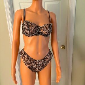 Chantelle Black and Pink Floral Bra